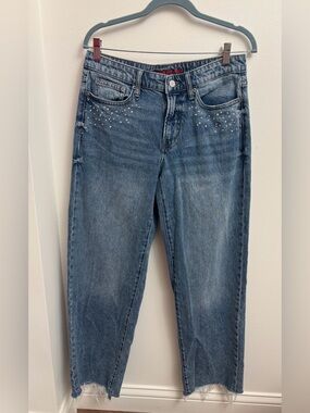 Lucky Brand Baggy Jean Studded Rhinestone High Rise 4/27 Festival Western Glam